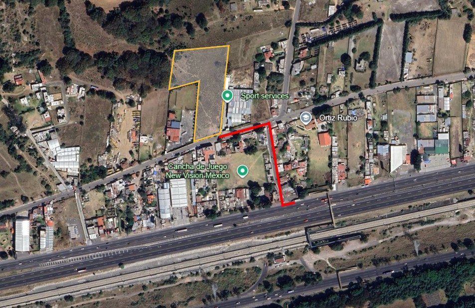 Mapa de acceso al terreno desde la carretera México-Toluca